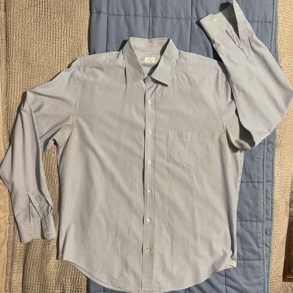 EUC⚡️Hartford Blue White Stripe Button Down Shirt XL Cotton Made in Morocco